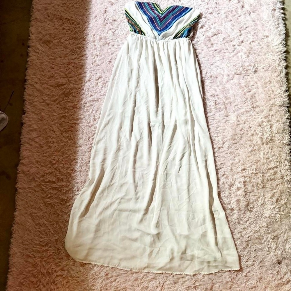 Tribal Boho Ethereal Angel Core Geometric Flowy Maxi Dress Womens M Hippie Bride